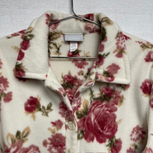 Blair Women's Floral Fleece Jacket - Front Button - Size 2XL - Picture 2 of 10